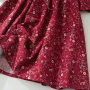 Buddha Stones Ethnic Printing Floral Lace-Up Design Cotton Linen Midi Dress - image 17
