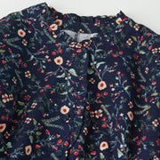 Buddha Stones Ethnic Printing Floral Lace-Up Design Cotton Linen Midi Dress - image 3