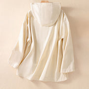 Buddha Stones Pure Color Hooded Buttons Women's Cotton Jacket With Pockets - image 8