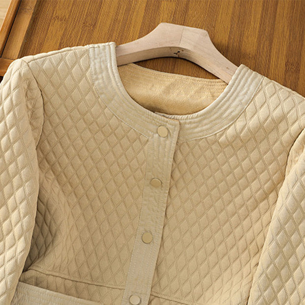 Buddha Stones Retro Plain Women's Cotton Jacket With Pockets - image 4