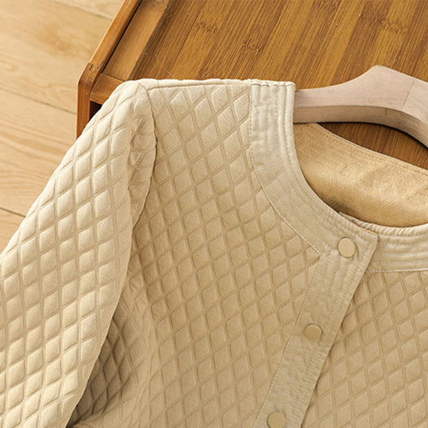 Buddha Stones Retro Plain Women's Cotton Jacket With Pockets - image 3