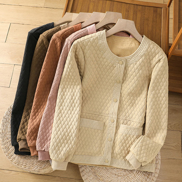 Buddha Stones Retro Plain Women's Cotton Jacket With Pockets - image 37
