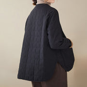 Buddha Stones Retro Plain Women's Thick Cotton Coat Jacket With Pockets - image 2