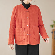 Buddha Stones Retro Plain Women's Thick Cotton Coat Jacket With Pockets - image 11