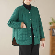 Buddha Stones Retro Plain Women's Thick Cotton Coat Jacket With Pockets - DarkCyan - US14，UK/AU18，EU46 (2XL) - image 15