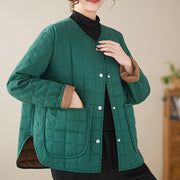 Buddha Stones Retro Plain Women's Thick Cotton Coat Jacket With Pockets - image 18