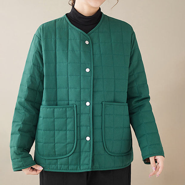Buddha Stones Retro Plain Women's Thick Cotton Coat Jacket With Pockets - image 19