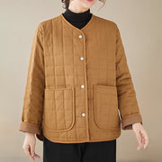 Buddha Stones Retro Plain Women's Thick Cotton Coat Jacket With Pockets - image 24