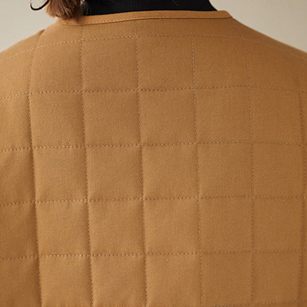 Buddha Stones Retro Plain Women's Thick Cotton Coat Jacket With Pockets - image 32
