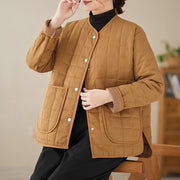Buddha Stones Retro Plain Women's Thick Cotton Coat Jacket With Pockets - image 23