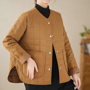 Buddha Stones Retro Plain Women's Thick Cotton Coat Jacket With Pockets - image 25