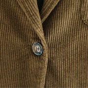 Buddha Stones Retro Plain Women's Cotton Corduroy Blazer Jacket With Pockets - image 8