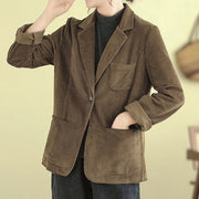 Buddha Stones Retro Plain Women's Cotton Corduroy Blazer Jacket With Pockets - image 2