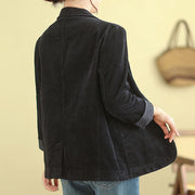Buddha Stones Retro Plain Women's Cotton Corduroy Blazer Jacket With Pockets - image 25