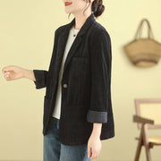 Buddha Stones Retro Plain Women's Cotton Corduroy Blazer Jacket With Pockets - image 28