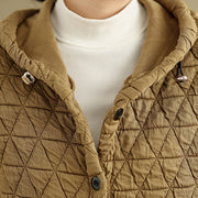 Buddha Stones Retro Rhombic Pattern Women's Acrylic Hooded Jacket With Pockets - image 7