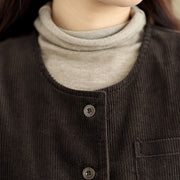 Buddha Stones Corduroy Buttons Women's Cotton Vest Waistcoat With Pockets - image 17