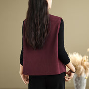 Buddha Stones Corduroy Buttons Women's Cotton Vest Waistcoat With Pockets - image 24