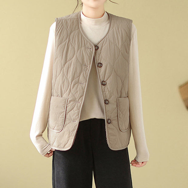 Buddha Stones Double-sided Style Women's Viscose Fiber Vest Waistcoat With Pockets - image 2