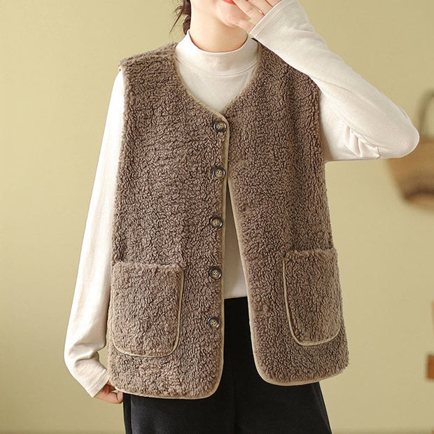 Buddha Stones Double-sided Style Women's Viscose Fiber Vest Waistcoat With Pockets - image 7