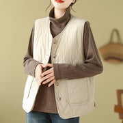 Buddha Stones Double-sided Style Women's Viscose Fiber Vest Waistcoat With Pockets - Cornsilk - US12，UK/AU16，EU44 (2XL) - image 11