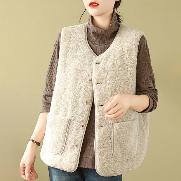 Buddha Stones Double-sided Style Women's Viscose Fiber Vest Waistcoat With Pockets - image 14
