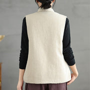 Buddha Stones Plain Lace-up Women's Cotton Vest Waistcoat With Pockets - image 21