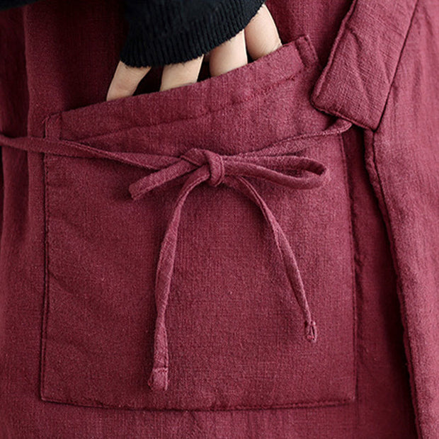 Buddha Stones Plain Lace-up Women's Cotton Vest Waistcoat With Pockets - image 13