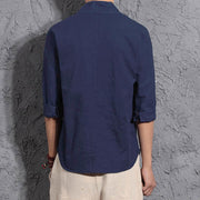 Buddha Stones Casual V-Neck Three Quarter Sleeve Shirt Cotton Men Clothing - image 9