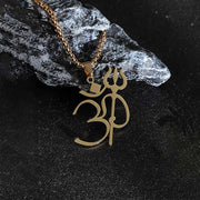 Buddha Stones Trident OM Symbol Stainless Steel Connection Necklace Pendant - image 2