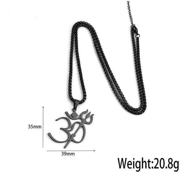 Buddha Stones Trident OM Symbol Stainless Steel Connection Necklace Pendant - image 5
