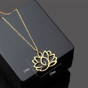 Buddha Stones Hollow Lotus Design Stainless Steel Enlightenment Necklace Pendant - image 4