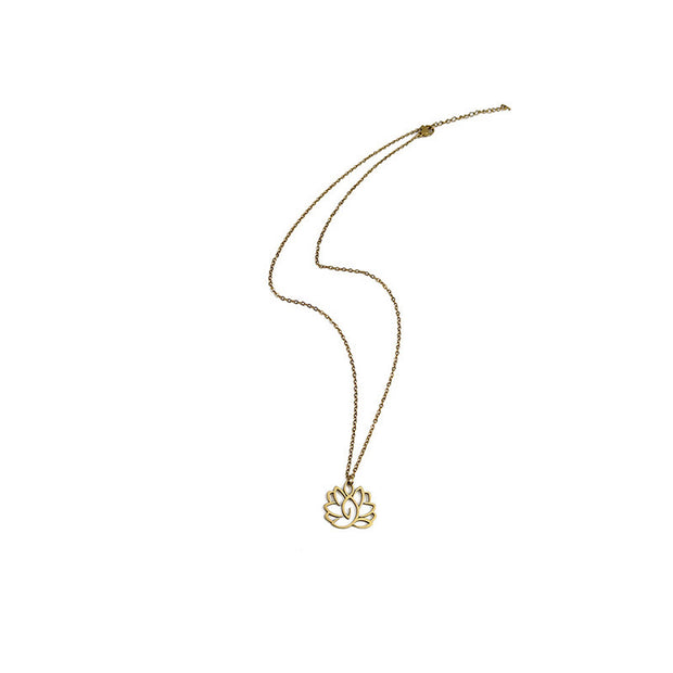 Buddha Stones Hollow Lotus Design Stainless Steel Enlightenment Necklace Pendant - image 11