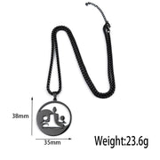 Buddha Stones Yin Yang Buddha Figure Hollow Design Stainless Steel Balance Necklace Pendant - image 11