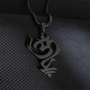 Buddha Stones Vintage OM Symbol geometry Design Stainless Steel Connection Necklace Pendant - Black - image 6
