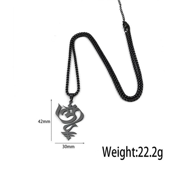 Buddha Stones Vintage OM Symbol geometry Design Stainless Steel Connection Necklace Pendant - image 9