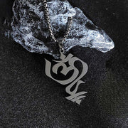 Buddha Stones Vintage OM Symbol geometry Design Stainless Steel Connection Necklace Pendant - image 5