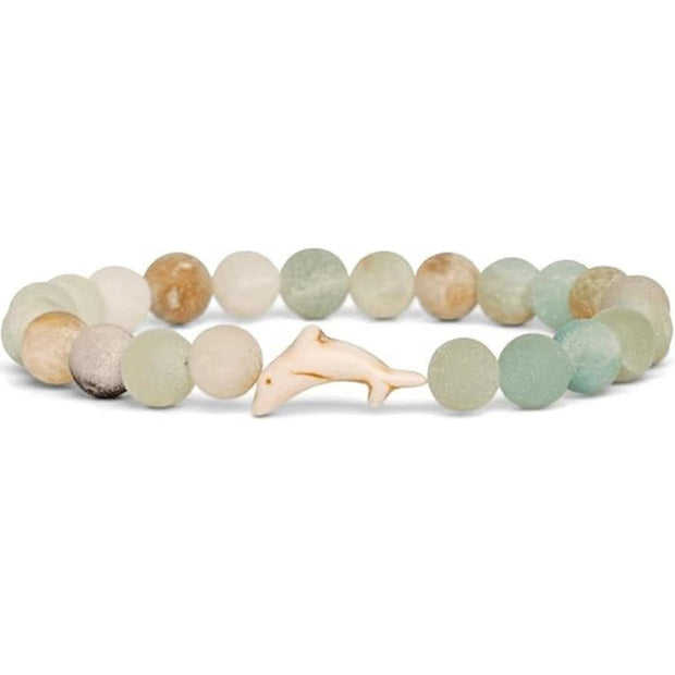 Buddha Stones Natural Stone Dolphin Crackle Agate Tourmaline Courage Bracelet - Amazonite(Wrist Circumference: 15-18cm) - image 7