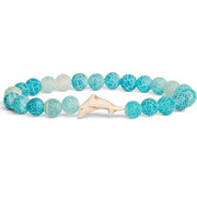 Buddha Stones Natural Stone Dolphin Crackle Agate Tourmaline Courage Bracelet - Blue Crackle Agate(Wrist Circumference: 15-18cm) - image 1
