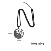 Buddha Stones Branches Hollow Yin Yang Design Stainless Steel Balance Necklace Pendant - image 10