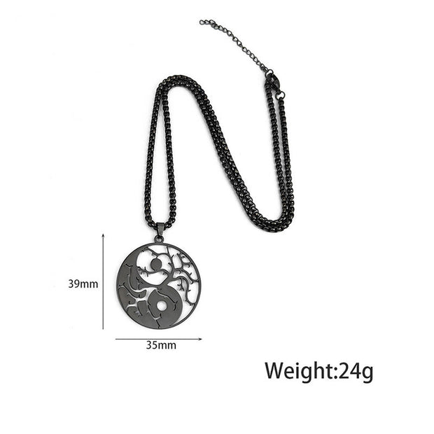 Buddha Stones Branches Hollow Yin Yang Design Stainless Steel Balance Necklace Pendant - image 10