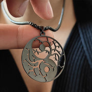 Buddha Stones Branches Hollow Yin Yang Design Stainless Steel Balance Necklace Pendant - image 9