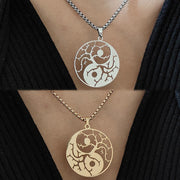 Buddha Stones Branches Hollow Yin Yang Design Stainless Steel Balance Necklace Pendant - image 11