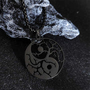 Buddha Stones Branches Hollow Yin Yang Design Stainless Steel Balance Necklace Pendant - Black - image 7