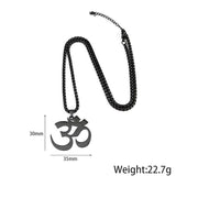 Buddha Stones Om Symbol Mantra Stainless Steel Focus Necklace Pendant - image 11