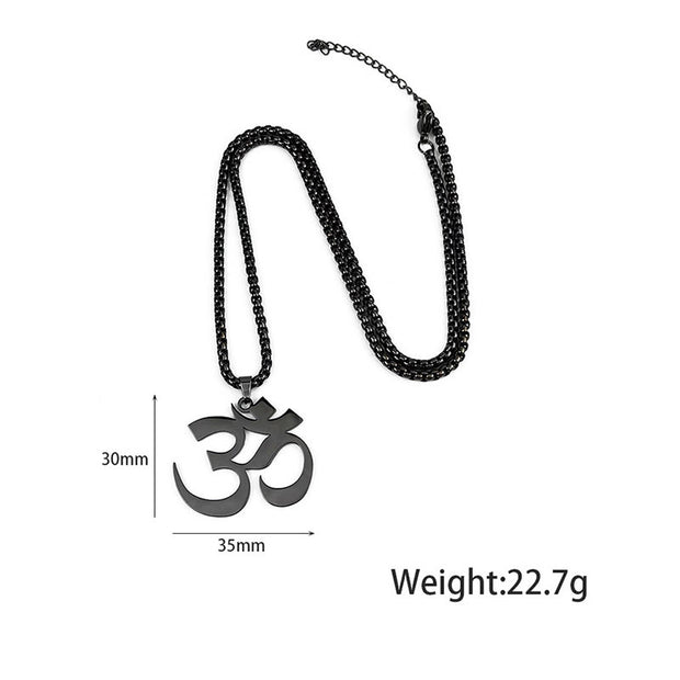 Buddha Stones Om Symbol Mantra Stainless Steel Focus Necklace Pendant - image 11