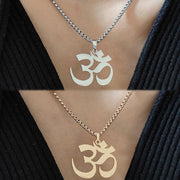 Buddha Stones Om Symbol Mantra Stainless Steel Focus Necklace Pendant - image 12