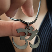 Buddha Stones Om Symbol Mantra Stainless Steel Focus Necklace Pendant - image 10