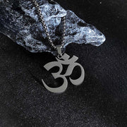 Buddha Stones Om Symbol Mantra Stainless Steel Focus Necklace Pendant - image 4