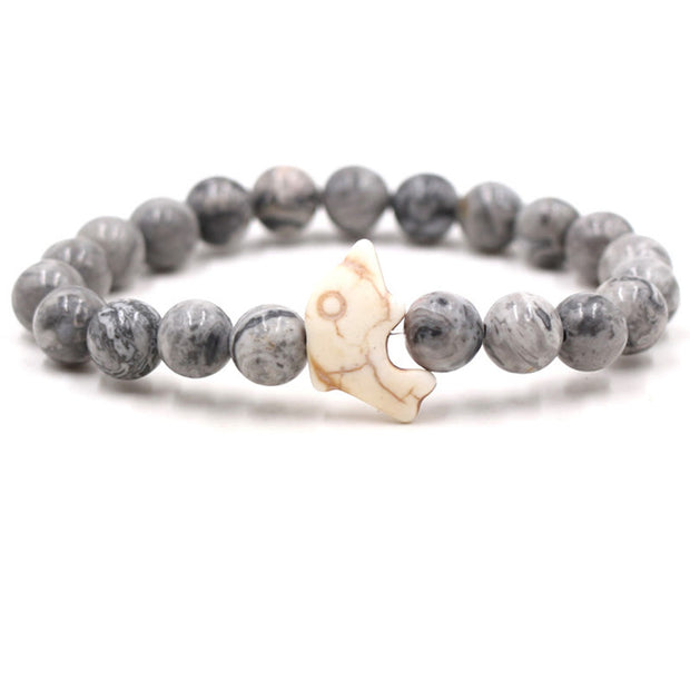 Buddha Stones Natural Various Stones Dolphin Spiritual Balance Bracelet - Grey Jasper(Wrist Circumference: 15-18cm) - image 9